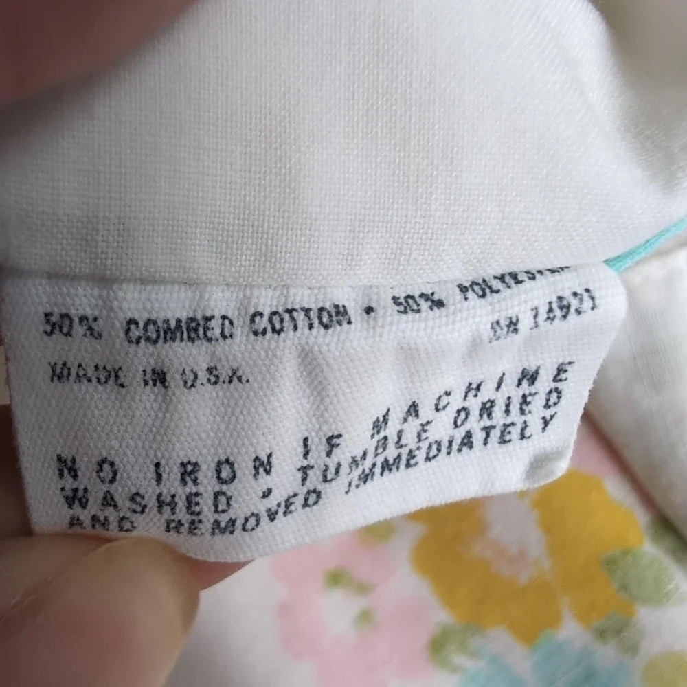 Vintage JCPenney Fashion Manor Sheet Set Full Floral White 70s Percale MCM USA